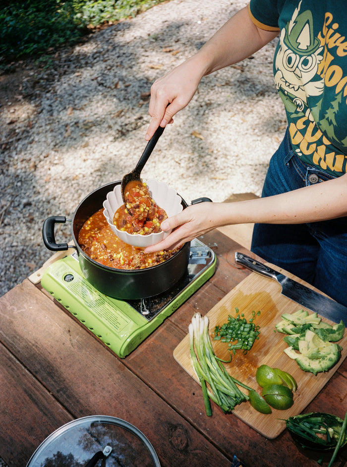 Stay warm around the campfire with this hearty taco soup recipe from the Landmark Project.