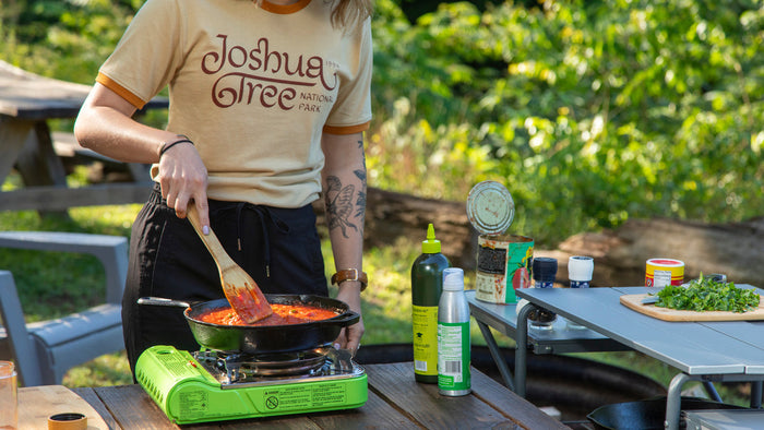 Make a delicious one-pan Campfire Shakshuka with this Camp Cook Guide from The Landmark Project.