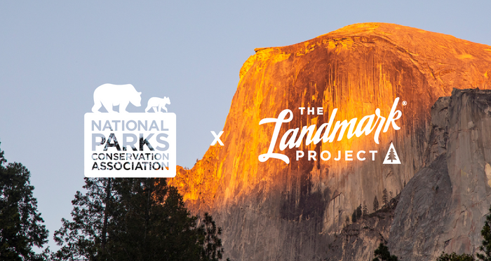 Yosemite at Sunrise with the NPCA and The Landmark Project logos