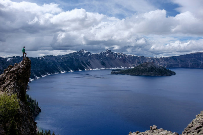 Man overlooking Crater Lake National Park