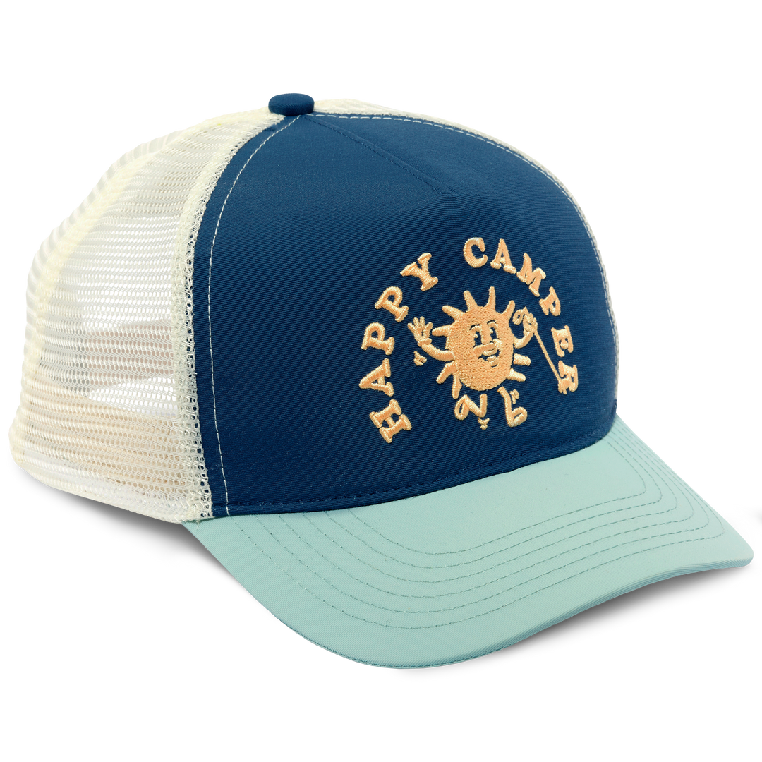 Happy Camper Youth Trucker Hat Hat Dusk