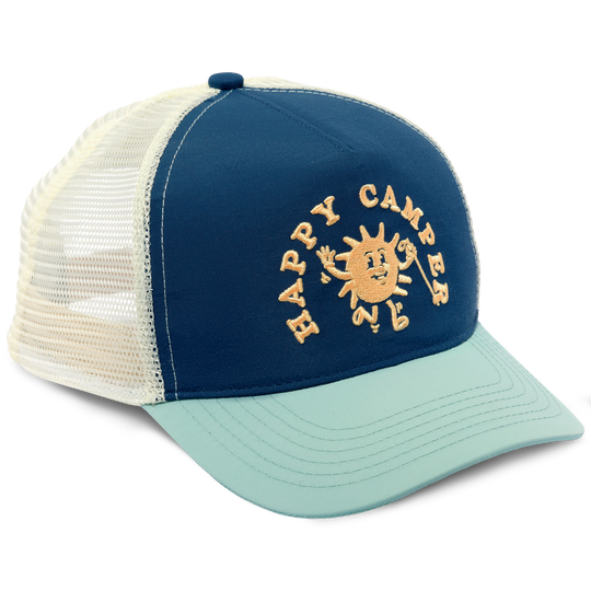 Happy Camper Youth Trucker Hat Hat Dusk