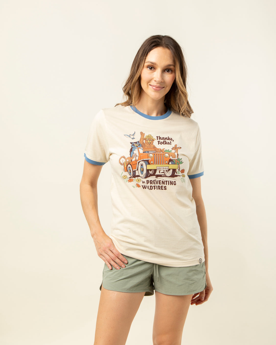 Thanks, Folks for Preventing Wildfires Unisex Short Sleeve Ringer Tee Short Sleeve