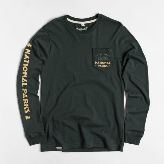 See America's National Parks Long Sleeve Pocket Tee Long Sleeve Dark Pine XS