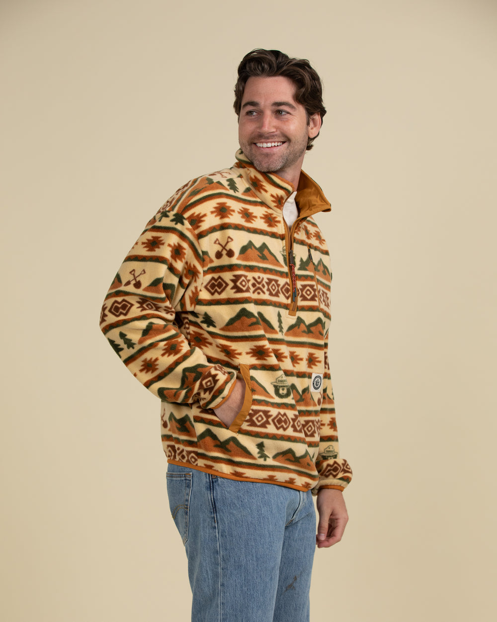 Smokey Bear Unisex Half Zip Fleece Outerwear