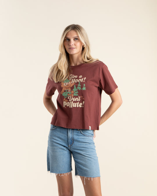 Woodsy Owl Retro Women's Short Sleeve Boxy Tee Short Sleeve