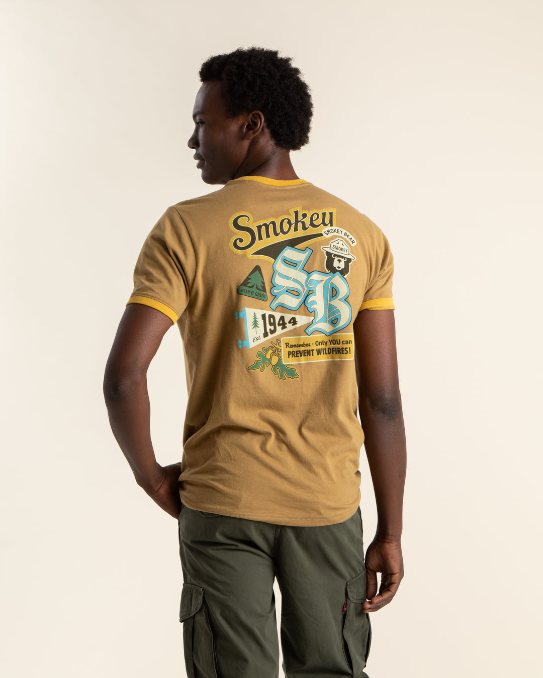 Smokey Bear Emblems Unisex Short Sleeve Ringer Tee Short Sleeve