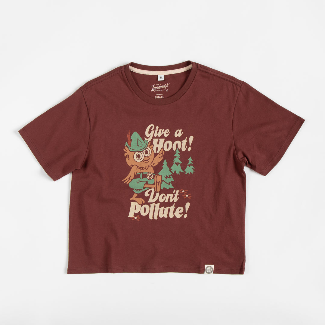 Woodsy Owl Retro Women's Short Sleeve Boxy Tee Short Sleeve Angostura XS