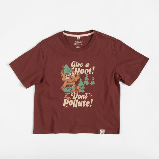 Woodsy Owl Retro Women's Short Sleeve Boxy Tee Short Sleeve Angostura XS