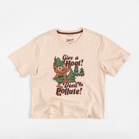 Woodsy Owl Retro Women's Short Sleeve Boxy Tee Short Sleeve Petrified Wood XS