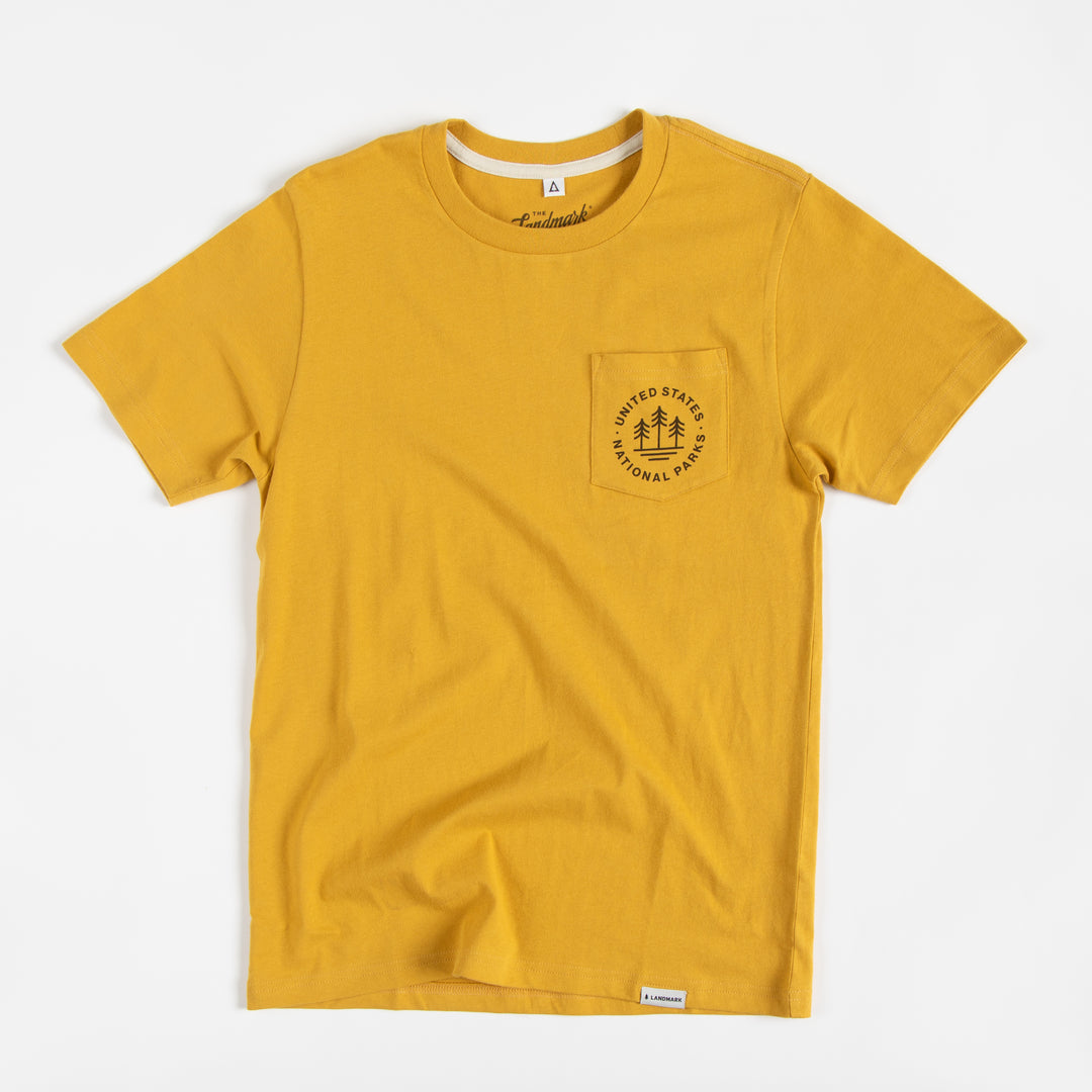 U.S. National Parks Unisex Short Sleeve Tee w/ Pocket Short Sleeve Amber XS