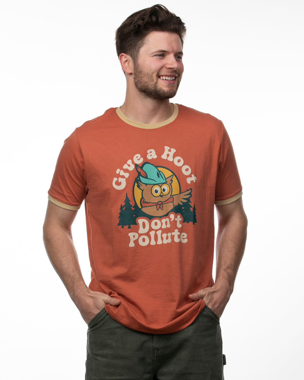 Give A Hoot Unisex Short Sleeve Ringer Tee Short Sleeve  