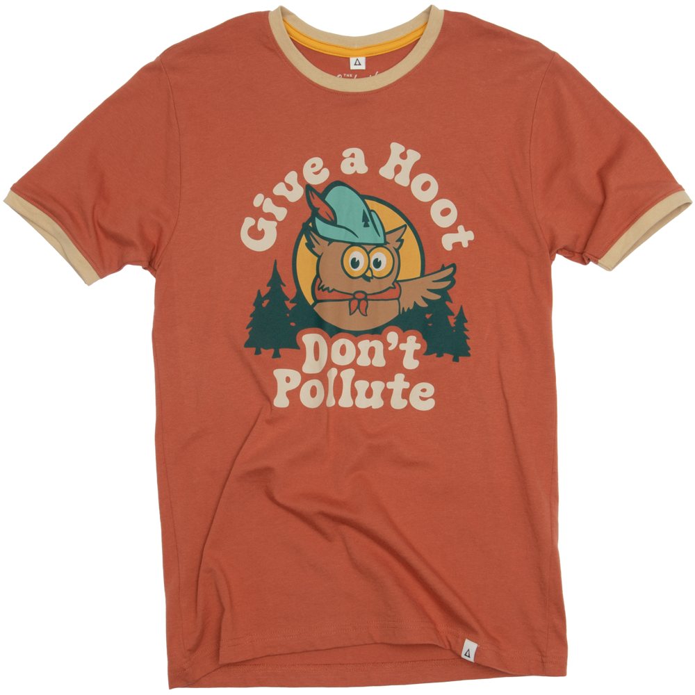 Give A Hoot Unisex Short Sleeve Ringer Tee  Spice/Fossil XS