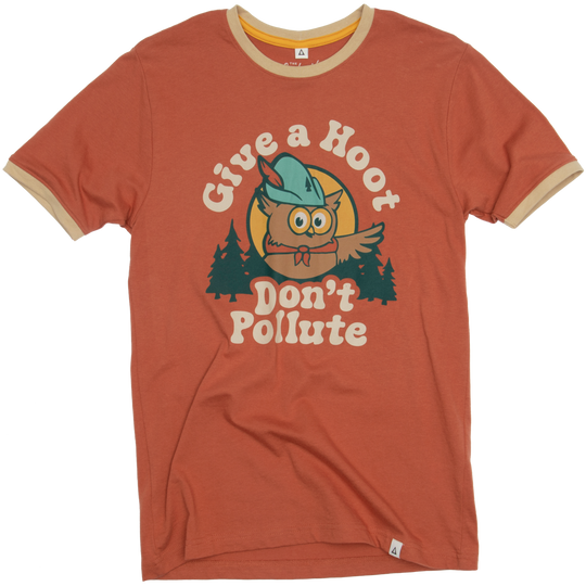 Give A Hoot Unisex Short Sleeve Ringer Tee  Spice/Fossil XS