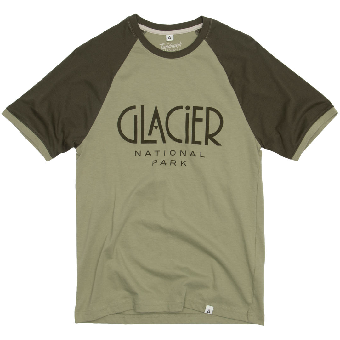 Glacier Type Unisex Short Sleeve Raglan Ringer Tee Short Sleeve Bay Leaf/Dark Oak XS