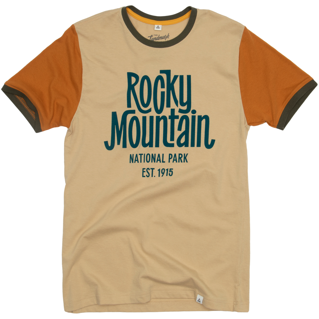 Rocky Mountain Type Unisex Short Sleeve Colorblock Ringer Tee Short Sleeve Fossil/Sundial XS