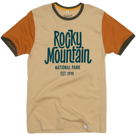 Rocky Mountain Type Unisex Short Sleeve Colorblock Ringer Tee Short Sleeve Fossil/Sundial XS