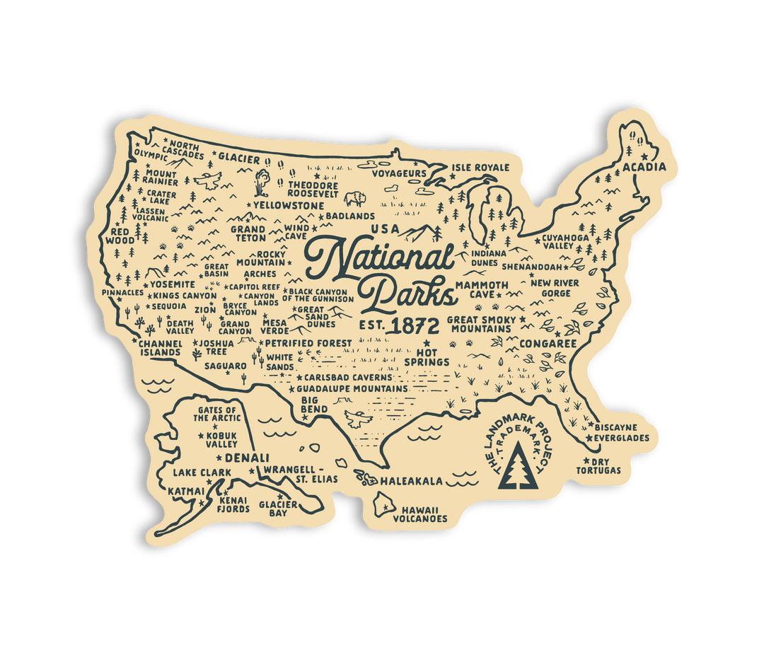 National Parks Map Sticker Sticker