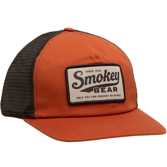 Smokey Script 5-Panel Trucker Hat Hat Red Ochre