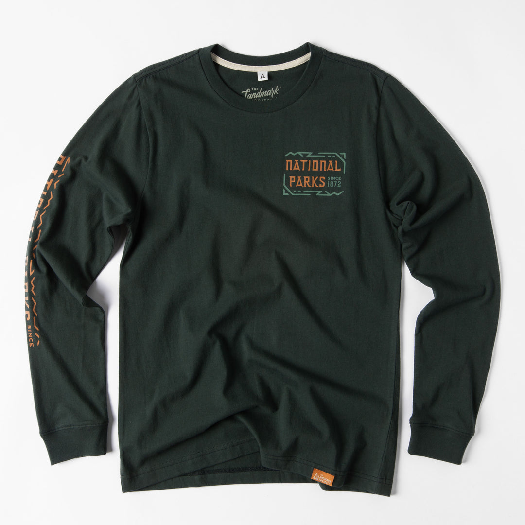 National Parks Good Times Guaranteed Unisex Long Sleeve Tee Long Sleeve Dark Pine XS