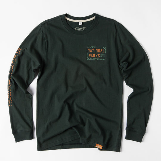 National Parks Good Times Guaranteed Unisex Long Sleeve Tee Long Sleeve Dark Pine XS