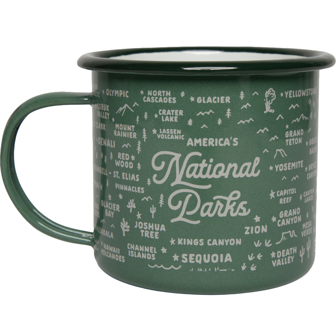 National Parks Map Enamel Mug Drinkware