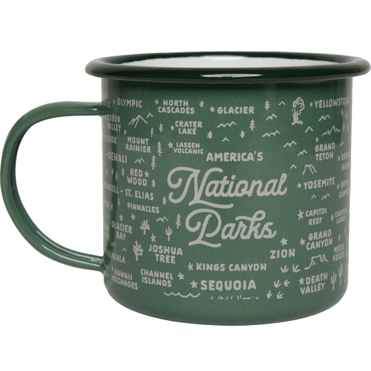 National Parks Map Enamel Mug Drinkware