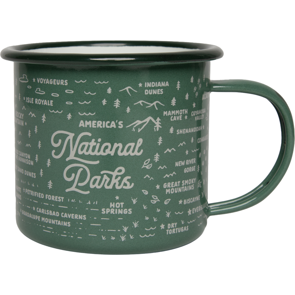 National Parks Map Enamel Mug Drinkware