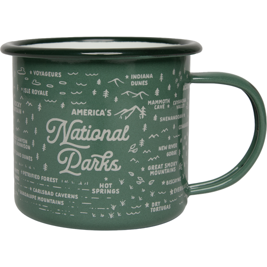 National Parks Map Enamel Mug Drinkware