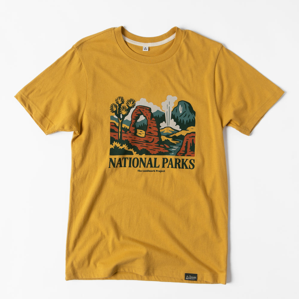National Parks Montage Unisex Short Sleeve Tee Short Sleeve Amber XS