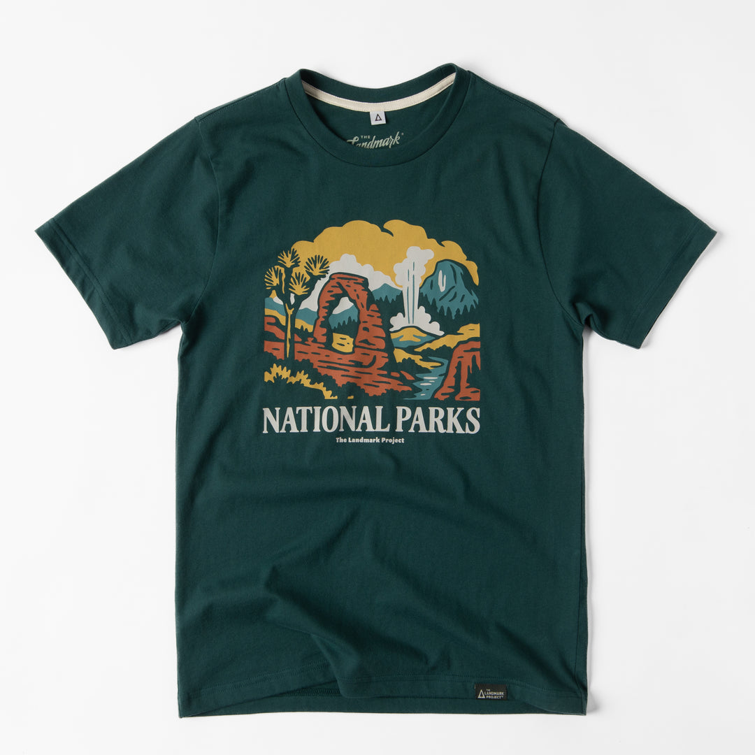 National Parks Montage Unisex Short Sleeve Tee Short Sleeve Spruce XS