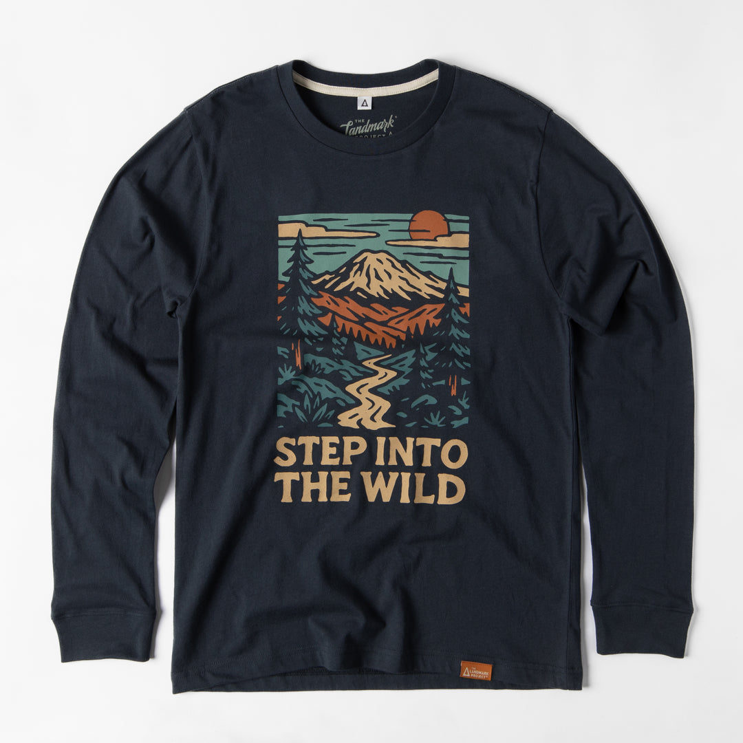 Step Into The Wild Unisex Long Sleeve Tee Long Sleeve Dark Navy XS