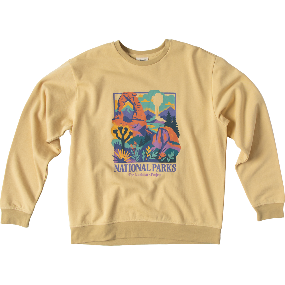 National Parks Throwback Unisex Crewneck Sweatshirt Outerwear Mesa Gold XS