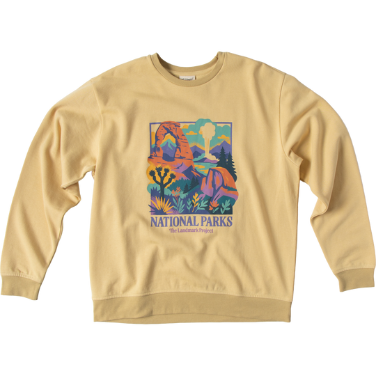 National Parks Throwback Unisex Crewneck Sweatshirt Outerwear Mesa Gold XS