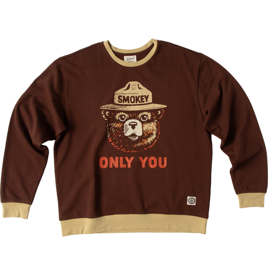 Smokey Bear Unisex Crewneck Sweatshirt Outerwear Basalt Brown XS