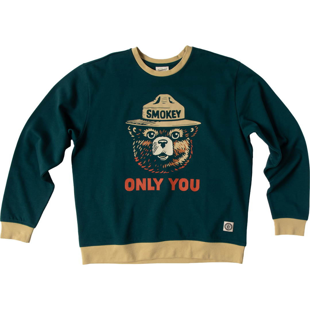 Smokey Bear Unisex Crewneck Sweatshirt Outerwear Deep Alpine XS