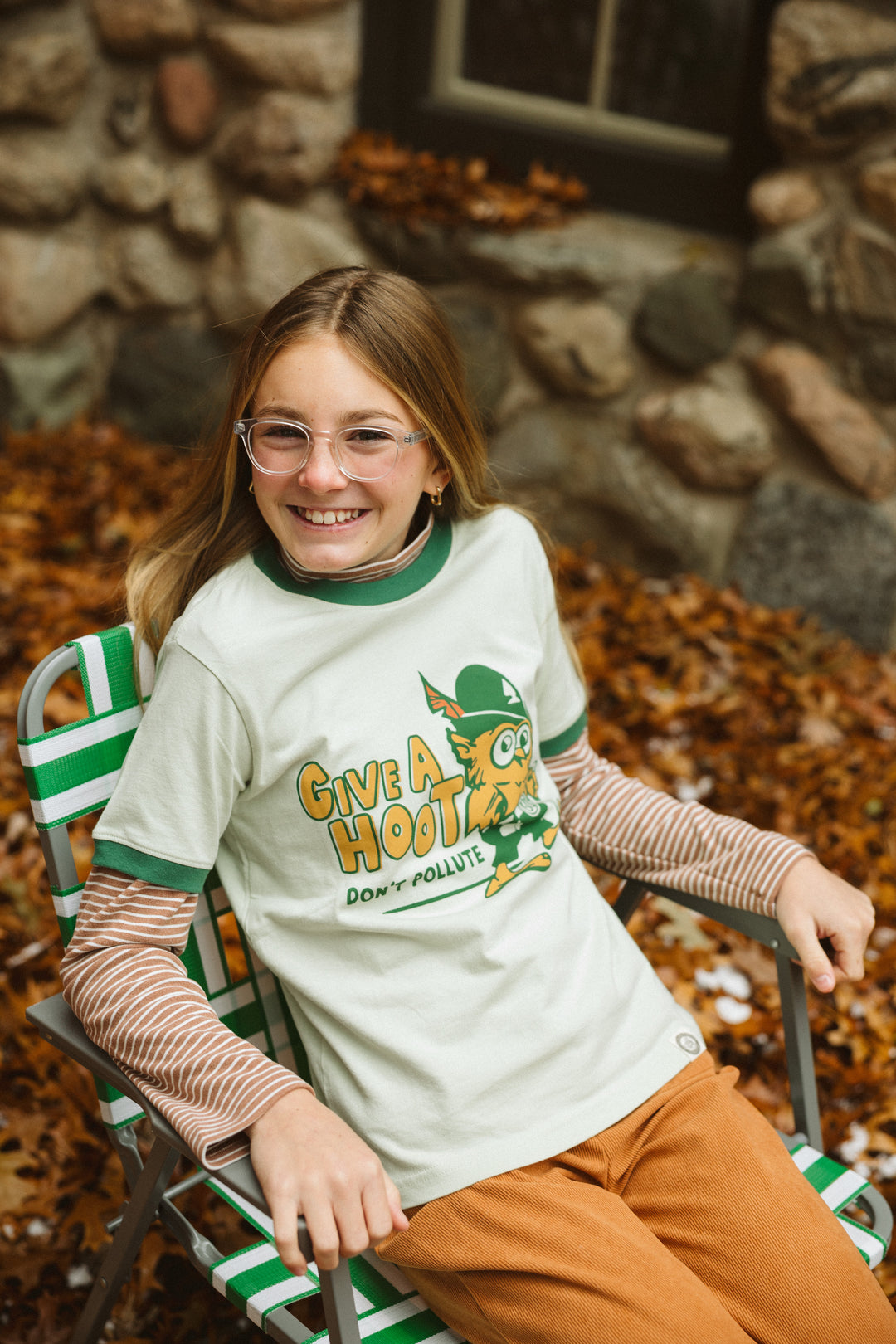 Give A Hoot, Don't Pollute Youth Short Sleeve Ringer Tee