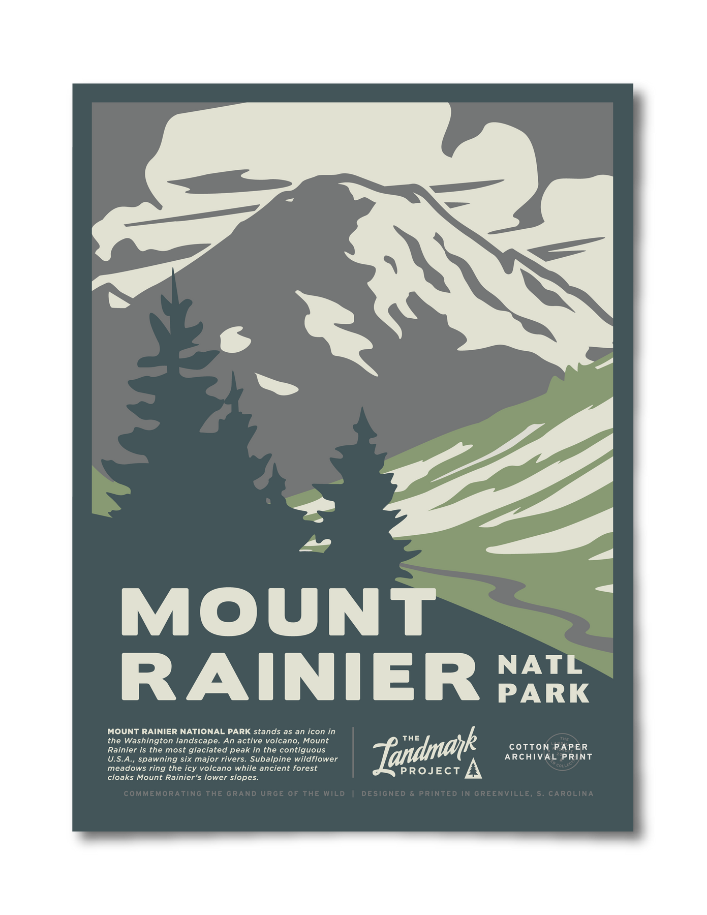 Mount Rainer Poster Mount Rainier National Park Poster – The Landmark Project