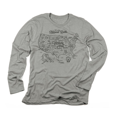 NPS Map Long Sleeve t-shirt in smoke grey