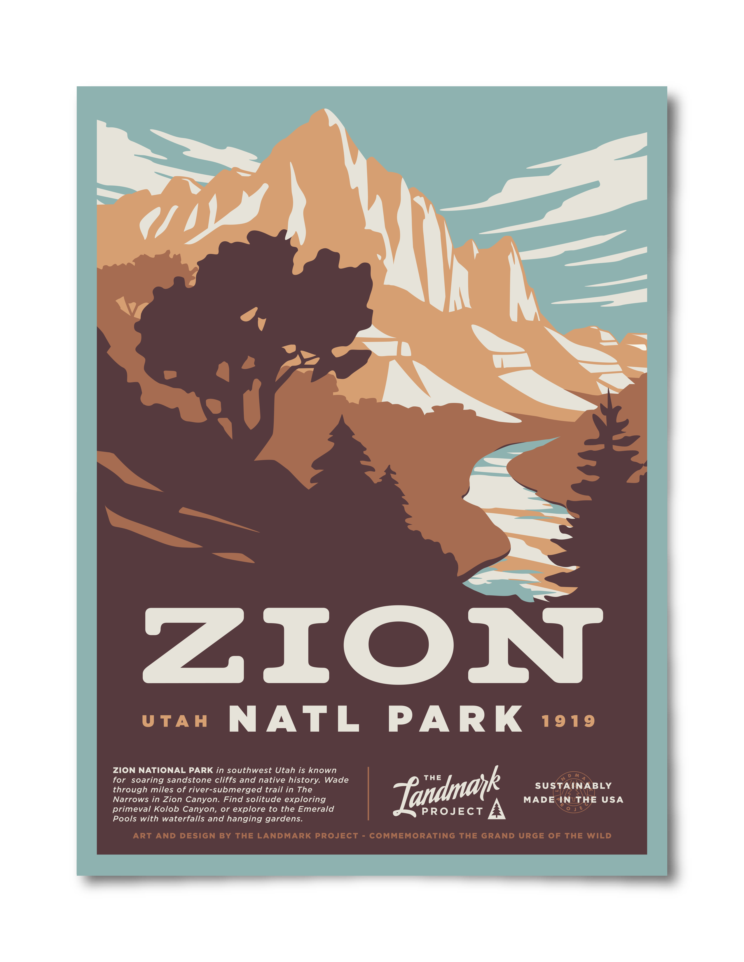 Zion National Park Poster The Landmark Project