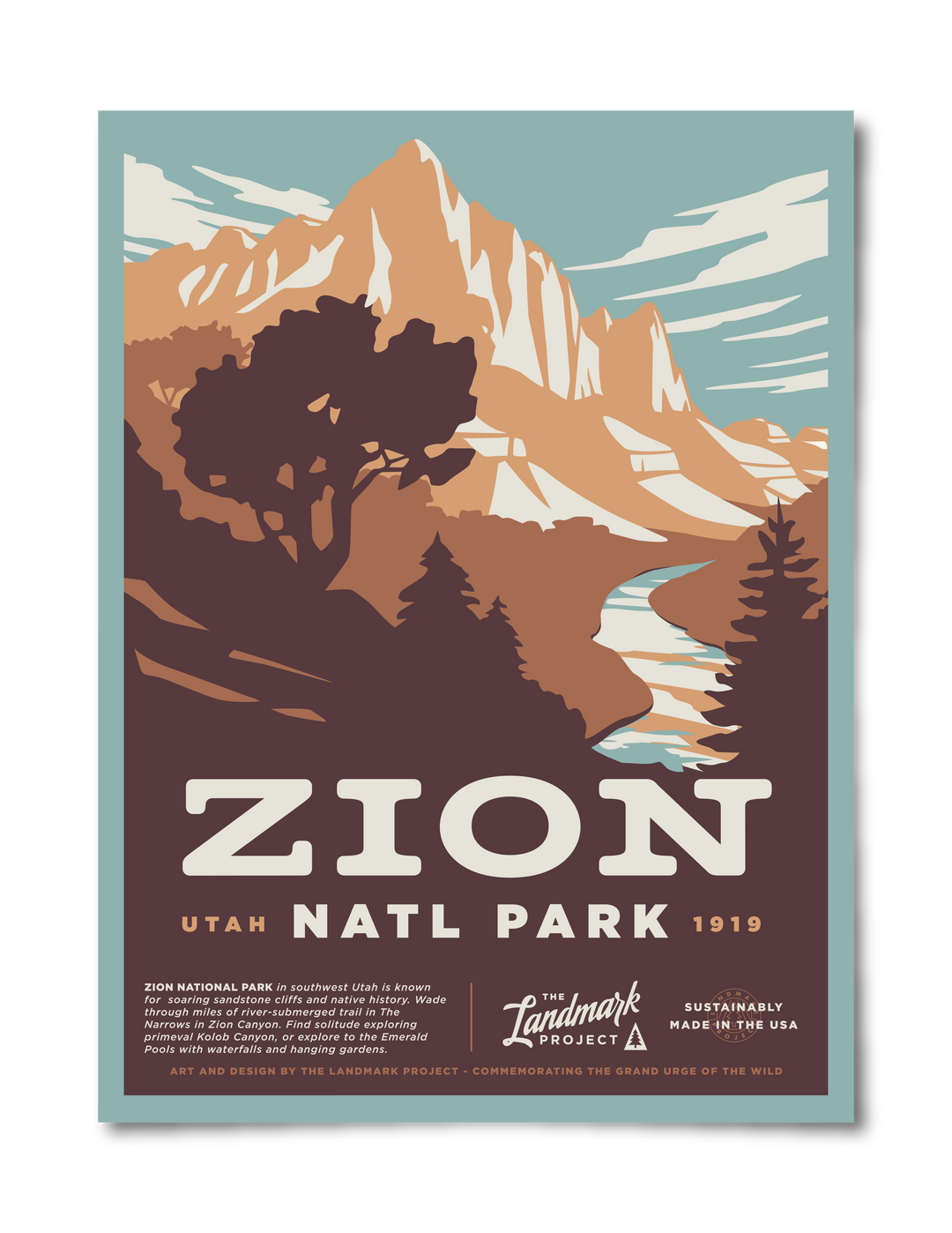 Zion National Park Poster Poster 12" x 16" 
